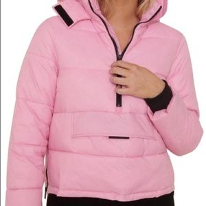 Pink puffer style hoodie